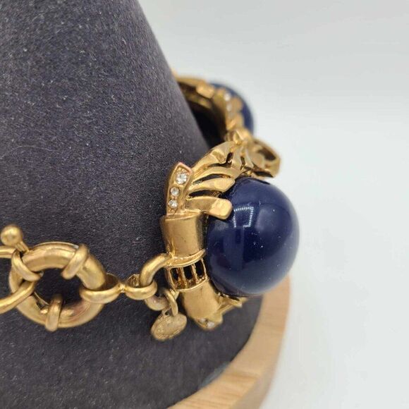 J Crew Navy Cabochon with Crystal Accents Bracelet - Picture 4 of 9
